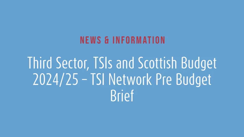 Third Sector, TSIs and Scottish Budget 2024/25 – TSI Network Pre Budget Brief