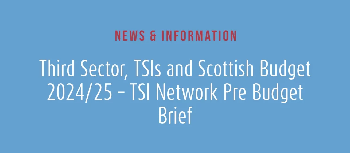 Third Sector, TSIs and Scottish Budget 2024/25 – TSI Network Pre Budget Brief